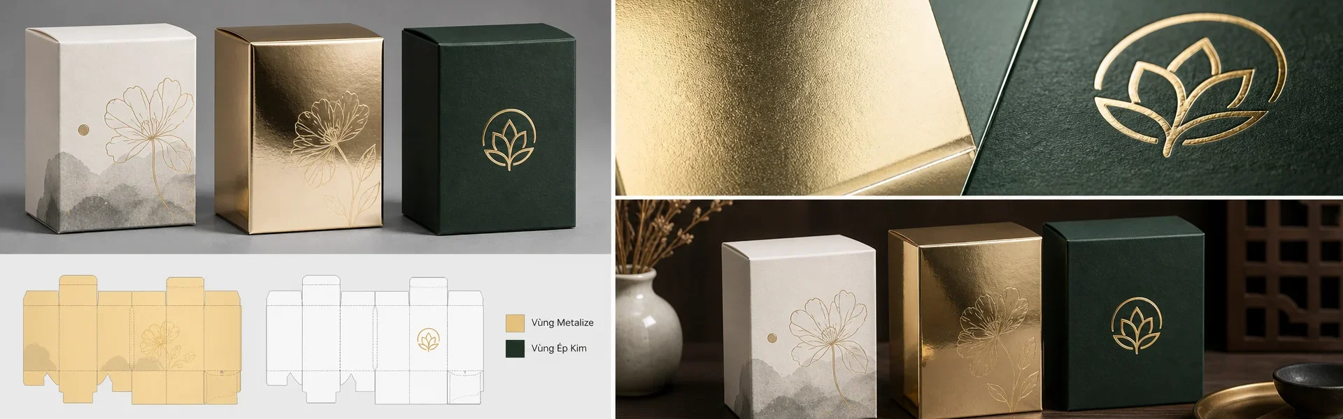 Hộp Ánh Kim Chọn Metalize Toàn Nền Hay Ép Kim Logo?