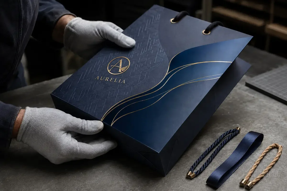 Gia công túi giấy ép kim dập nổi logo