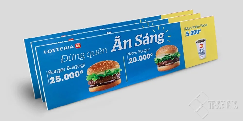 in pp boi fomat aiprint Mẫu bảng quảng cáo để bàn in PP bồi Formex cho thương hiệu Lotteria