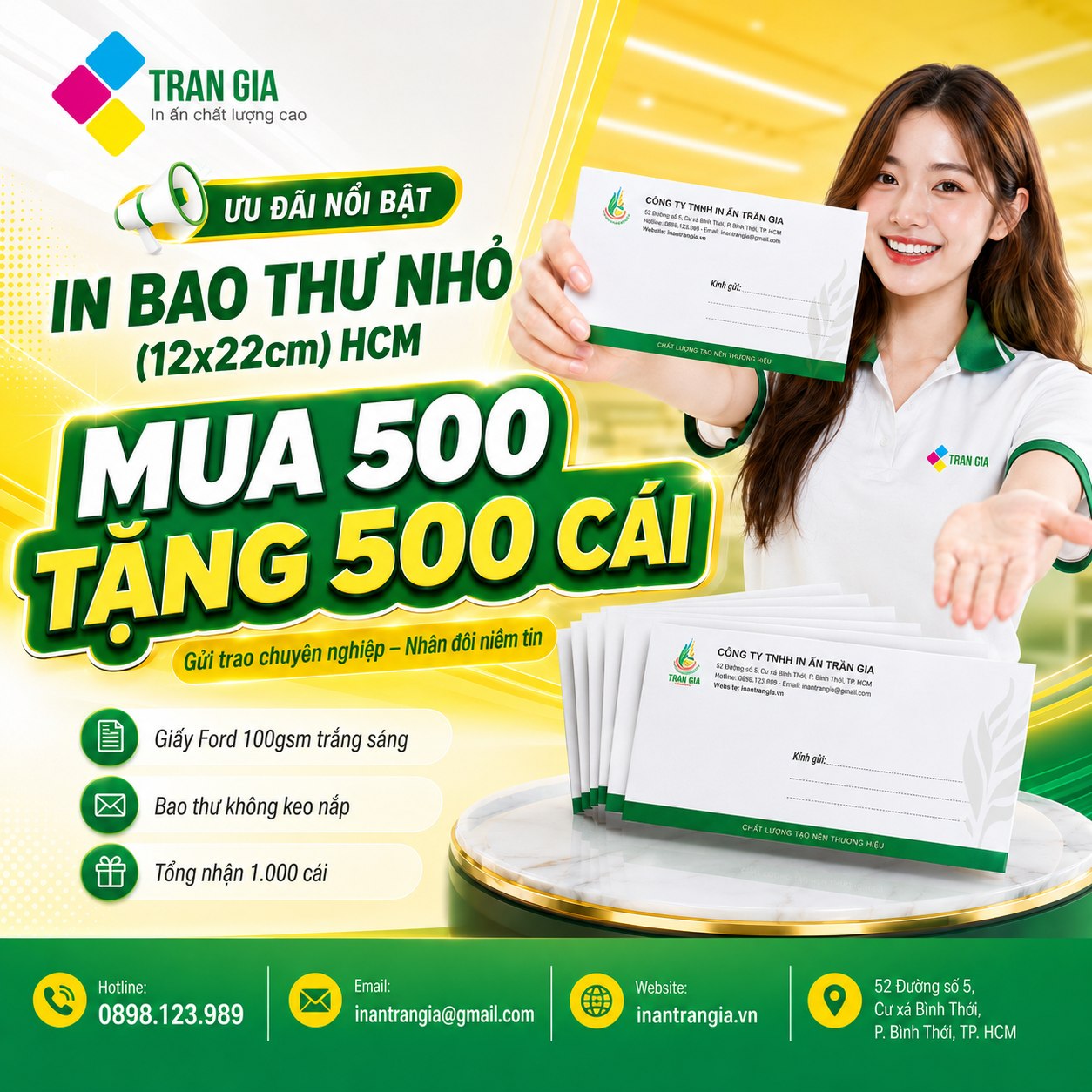 In bao thư nhỏ tăng bao thư nhỏ