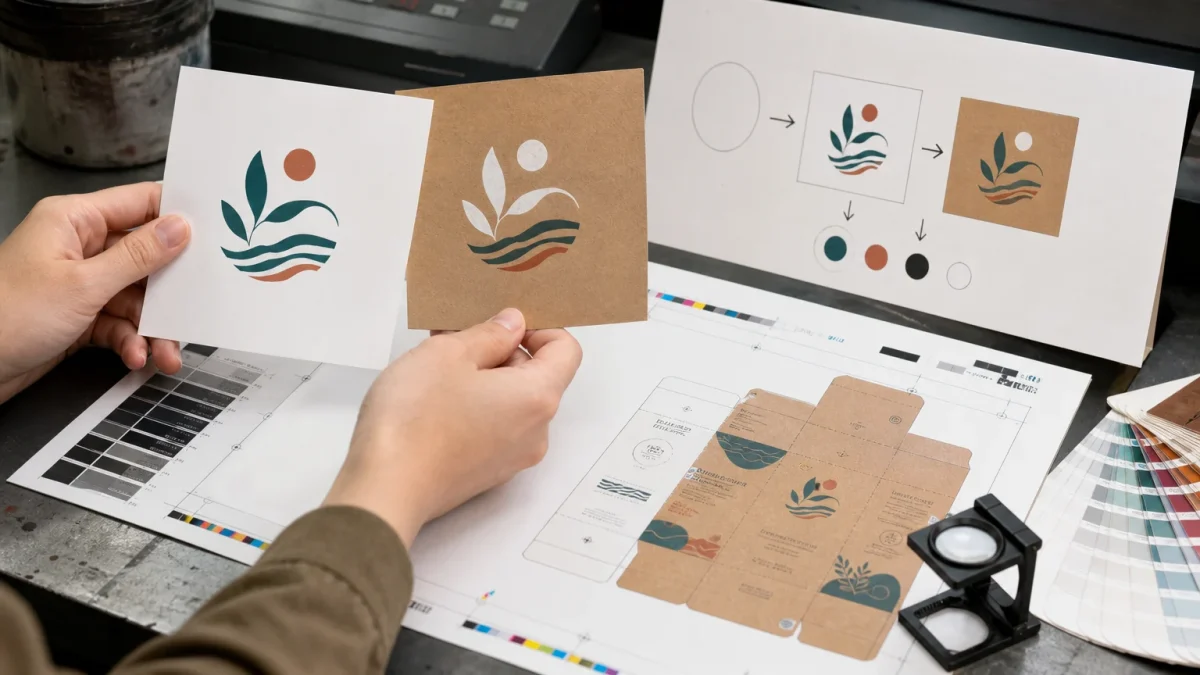 Ảnh minh họa cho Vì sao file CMYK không tự tạo được logo trắng trên Kraft?