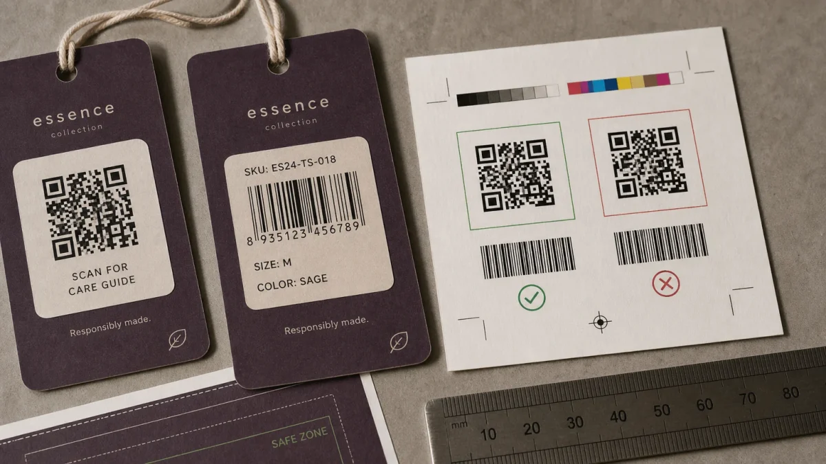Ảnh minh họa cho QR barcode trên tag quần áo cần xác định đúng mục đích trước khi thiết kế